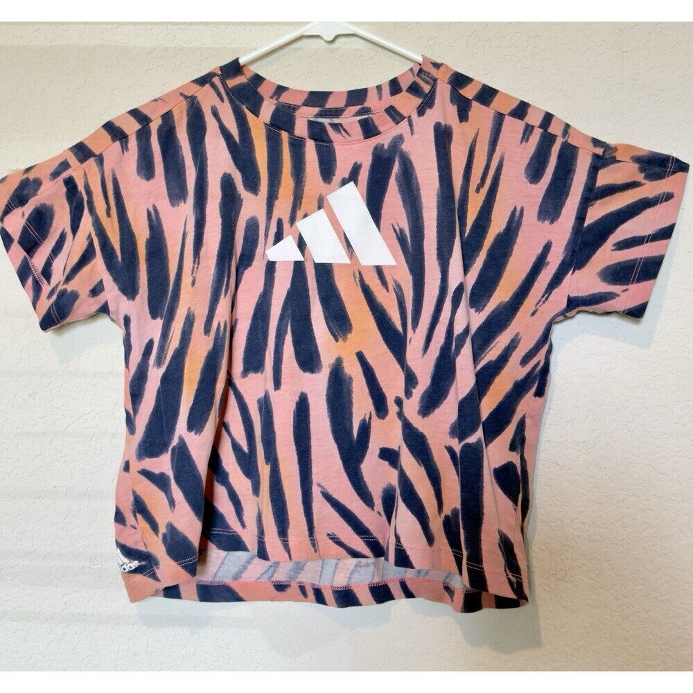 Girls Kids Youth Adidas T-Shirt Short Sleeve Acid Pink Sz M 100% Cotton